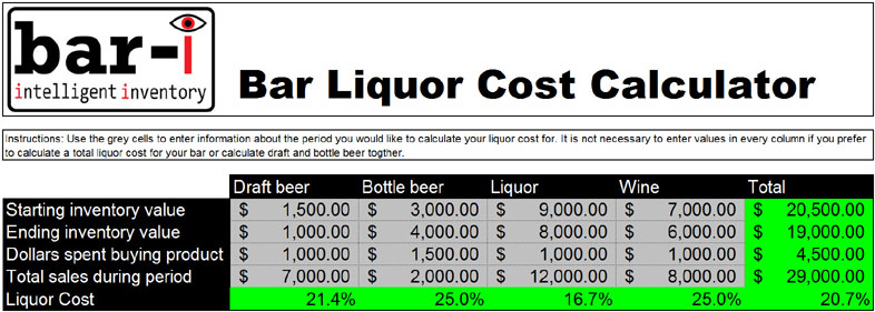 Liquor Cost Calculator