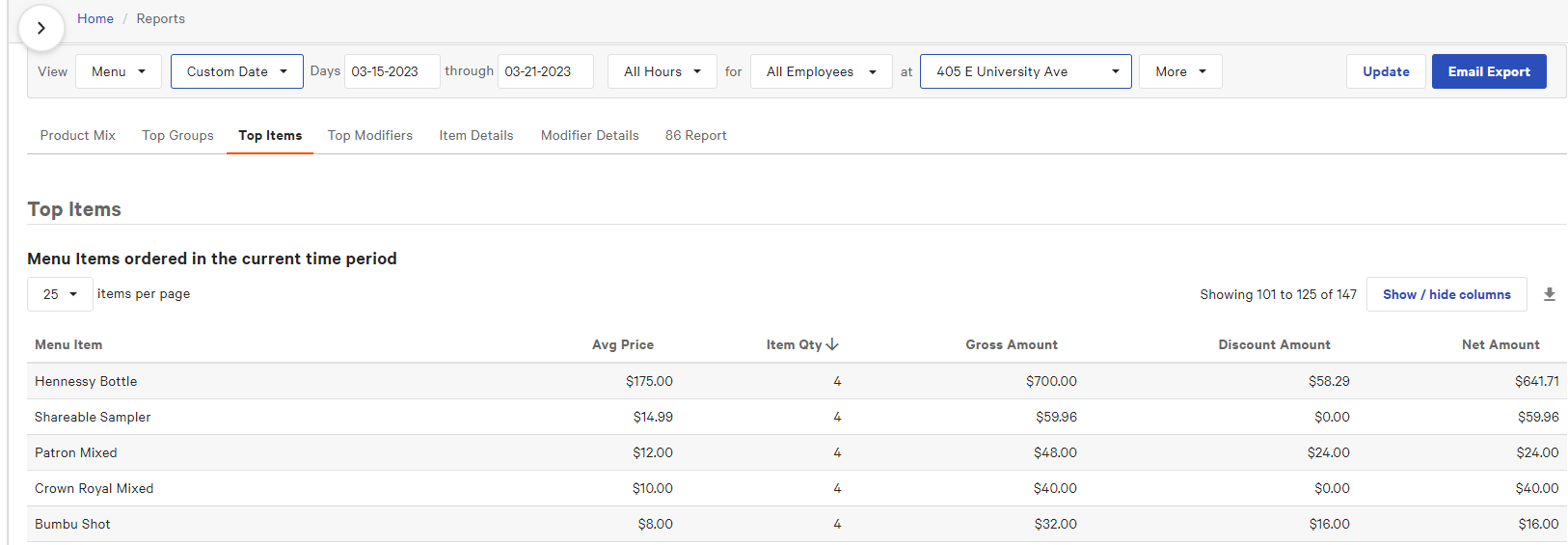 Toast POS sales report integrates into Bar-i inventory software