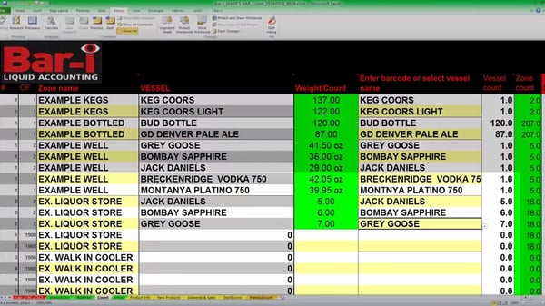 Bar-i inventory spreadsheet