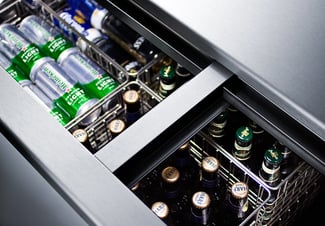 beer cooler behind the bar