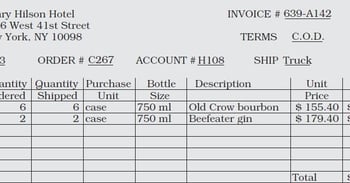 reconciling liquor invoices - Bar-i inventory