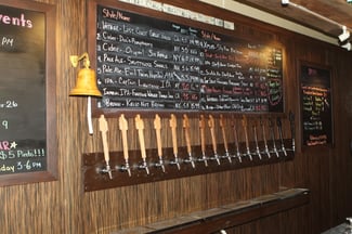 craft beer taps and menu showing the bar's current draft beer product rotation