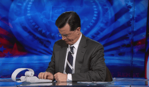 Stephen Colbert crunching numbers