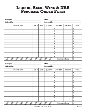 liquor order form