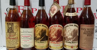a selection of Pappy Van Winkle premium liquor products
